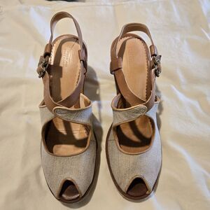 Timberland Marge Heel Peep Toe Shoe Sandal Tan Brown 9 Y2K